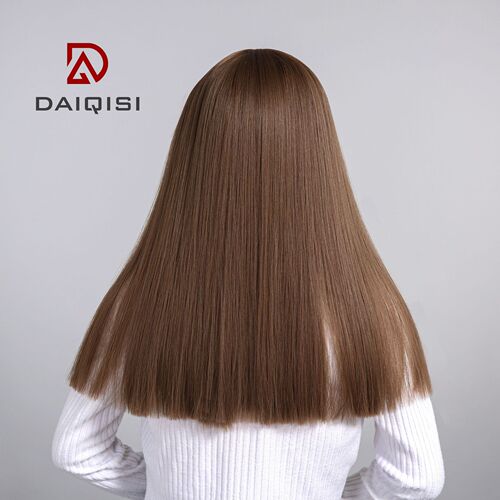 Oushuo Full Head Wig for Women - Long Straight Human Hair with Natural Air Bangs - Factory Wholesale