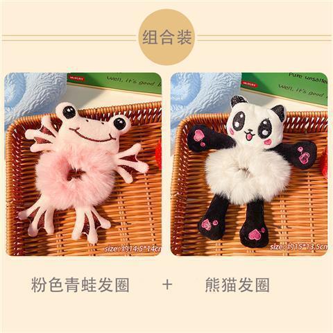 Banda de pelo de conejo de dibujos animados nuevos niños lindo corbata anillo de pelo hembra de peluche conejo cuerda de pelo cabeza de bola accesorios para el cabello hembra