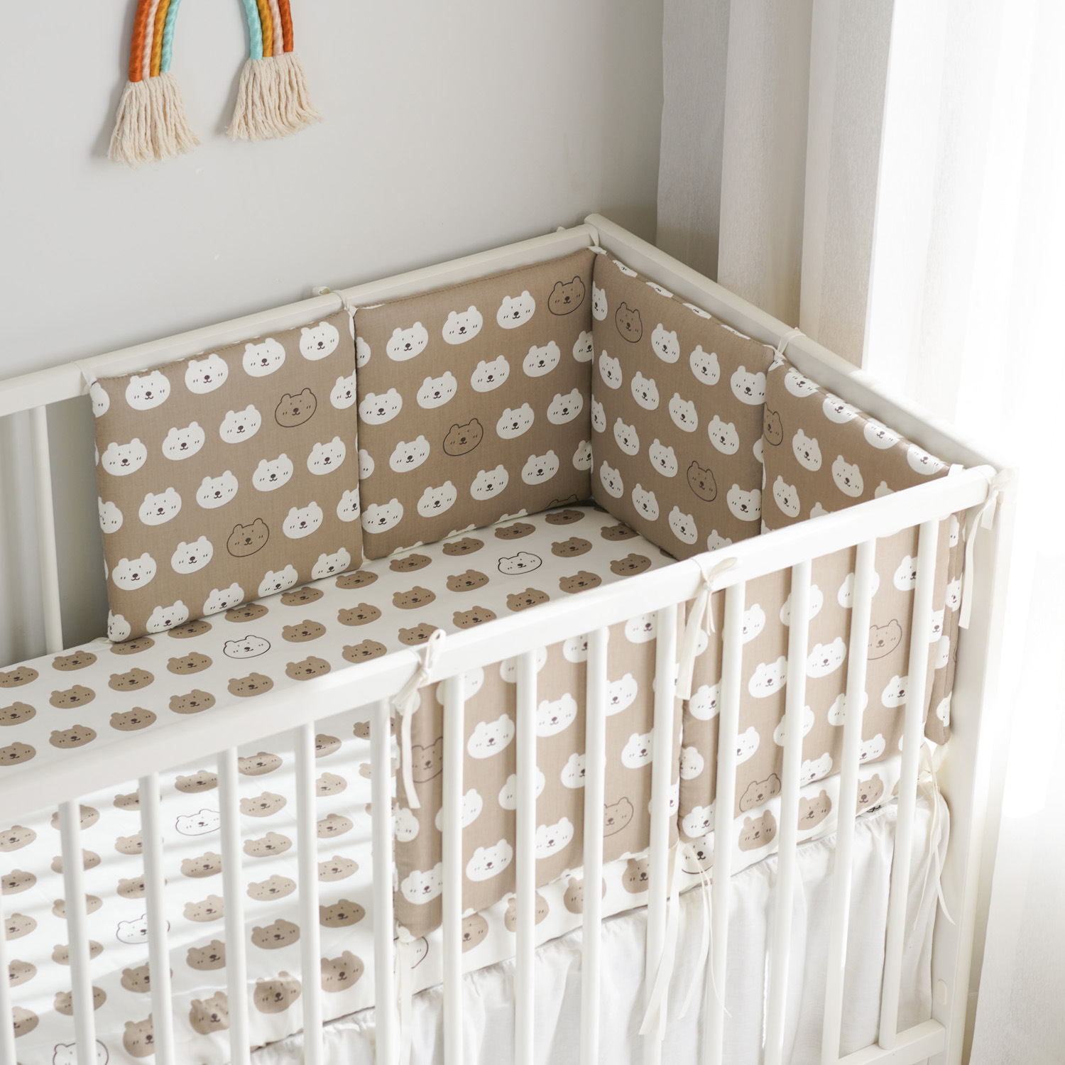 Baby bed circumference newborn bedding baby anti-collision fence cotton bear head 30*30*6 whole wash