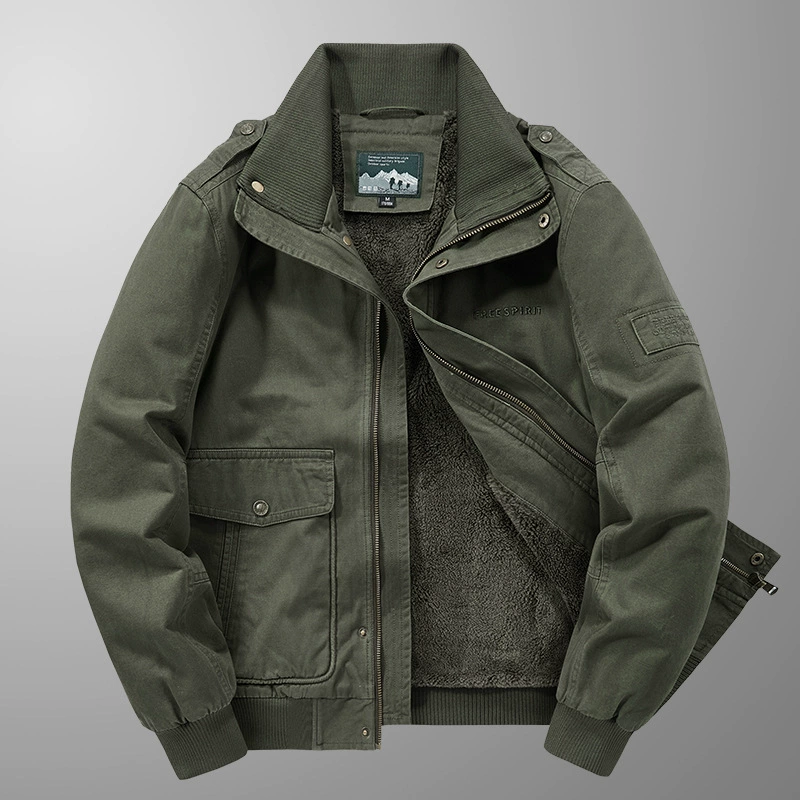 Demi‑season warm down jacket (men), oversized, fleece‑lined