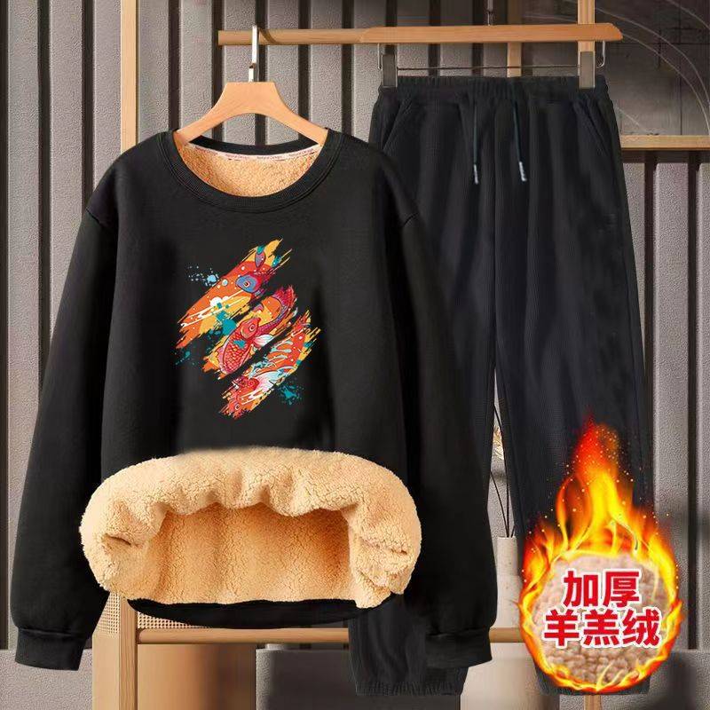 붉은 물고기 [둥근 목 캐시미어 스웨터 바지 세트]]