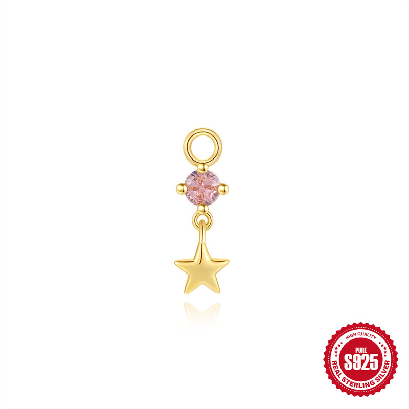 S925纯银镶钻几何流苏耳坠耳环配件earrings charm珠子吊坠耳饰品|undefined