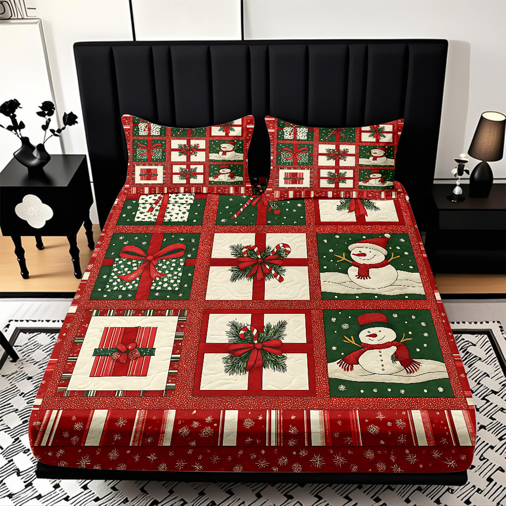 TEMU / JIT nuevos productos transfronterizos adorables series de Navidad molido HD impresión digital cama de cama Kasa set ropa de cama