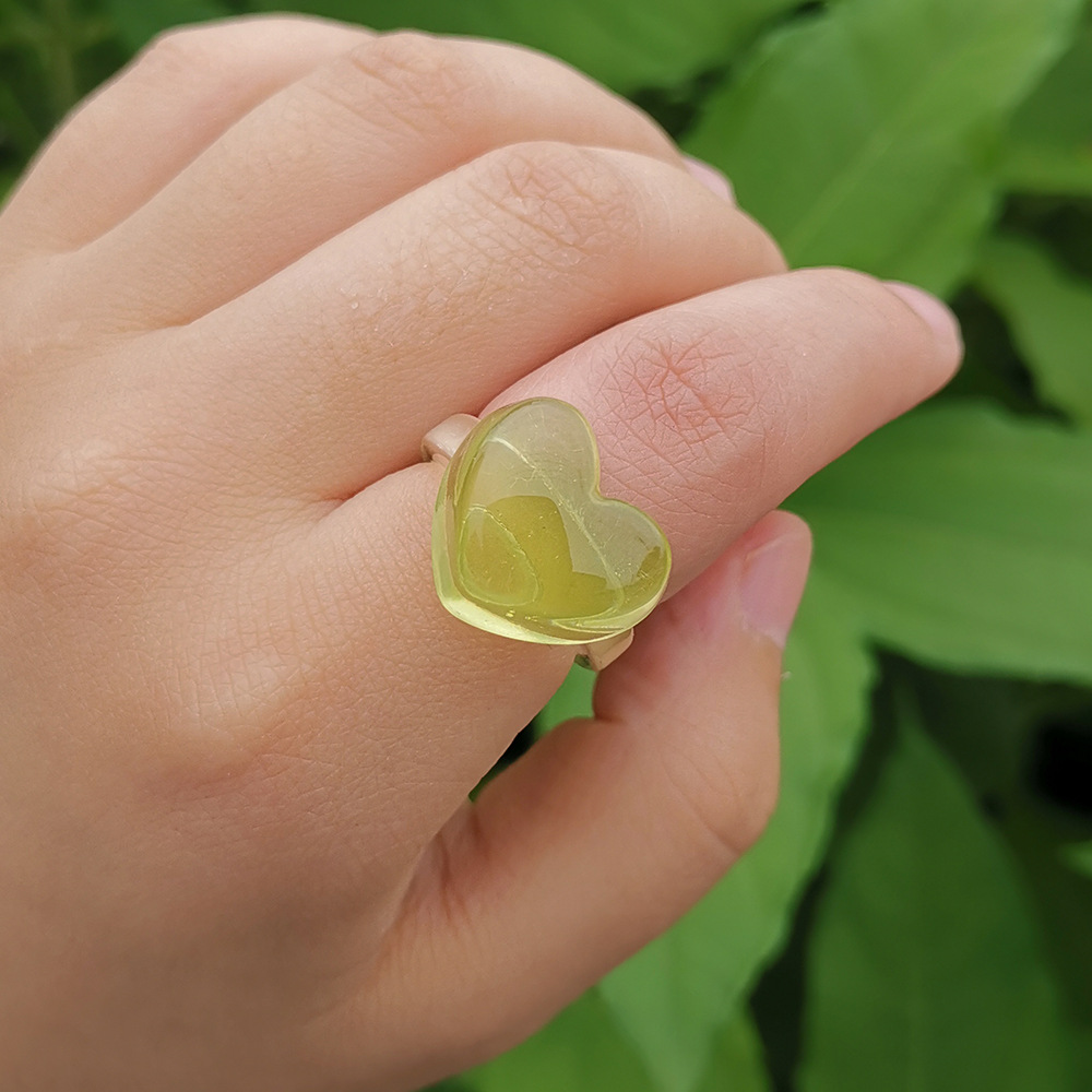 Candy Color Transparent Heart Shape Simple Ring Wholesale Jewelry Nihaojewelry display picture 2