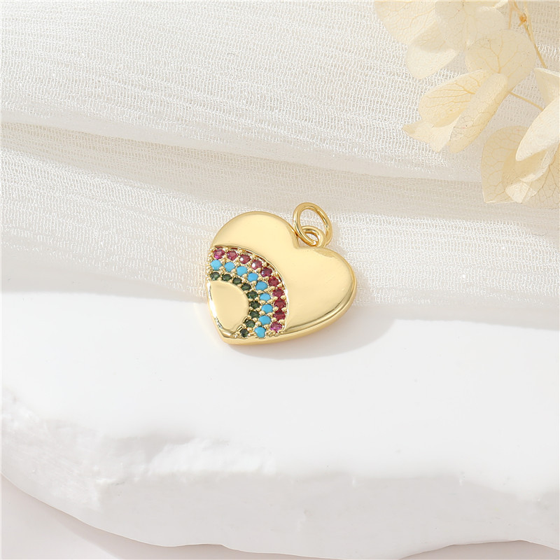 Simple Style Heart Shape Copper Plating Inlay Artificial Gemstones Charms display picture 3