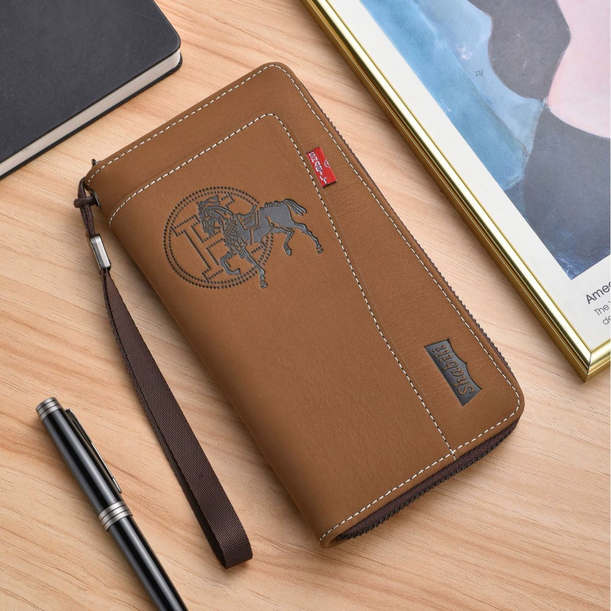 Новый мужской кошелек 2025 года в европейском и американском ретро-стиле, сумка-клатч на молнии для телефона, мужская вместительная сумка с множеством отделений для карт, деловая сумка