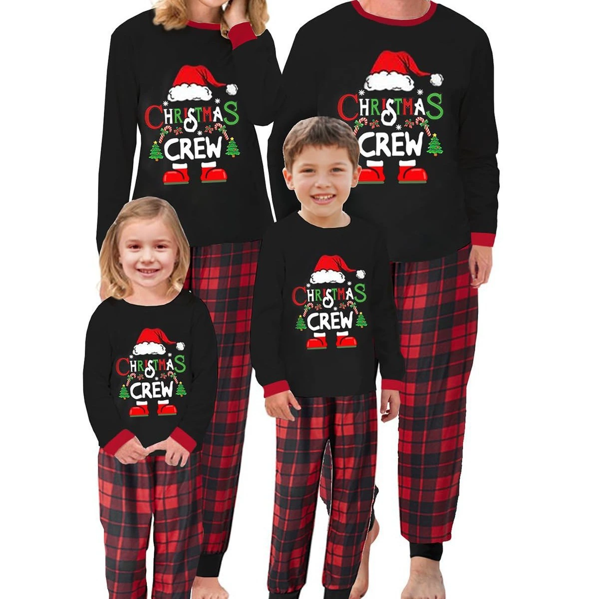 2023 Родитель и ребенок одеваются, семья из трех человек, четыре осенние и зимние хлопковые рождественские костюмы для родителей и детей, пижамы