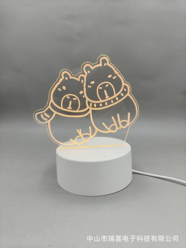 クロスボーダークリエイティブ Nezha Labubu 3D ナイトライトアクリル雰囲気ライト誕生日ギフトベッドサイド子供用テーブルランプ|undefined