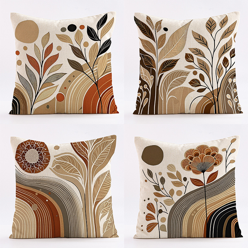 热带植物树叶绿色叶子亚麻抱枕套 ins风汽车抱枕靠垫沙发靠垫靠枕