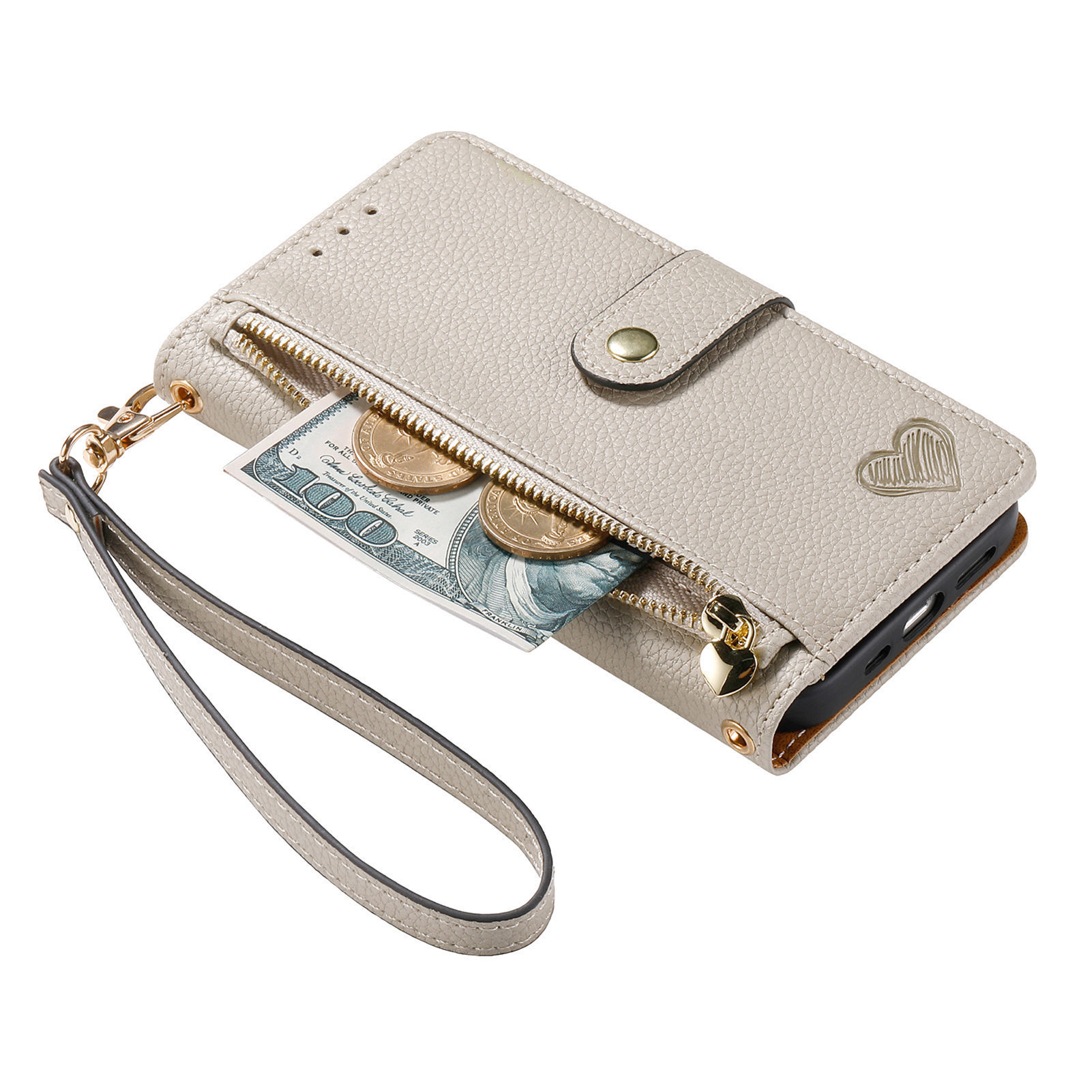 109g Weight iPhone Applicable Brands Phone Cases Classification tpu, Pu Leather Material Heart Shape, Solid Color Pattern Basic Style Heart Shape Solid Color Tpu Pu Leather Wallets 33