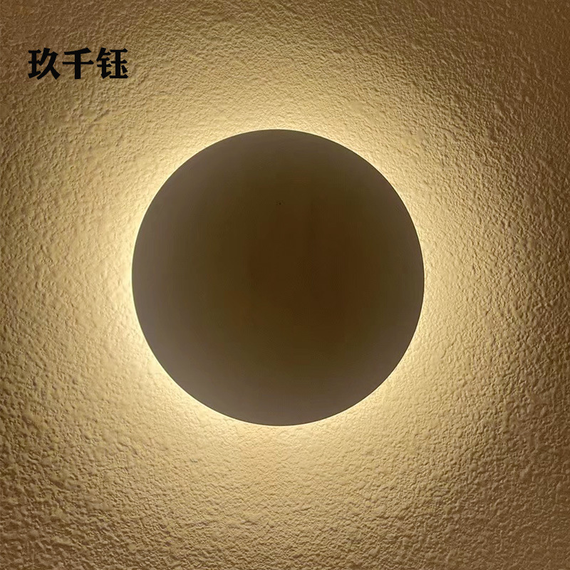 户外简约LED壁灯 防水圆形铝材别墅家居外墙走廊楼梯工业风墙壁灯
