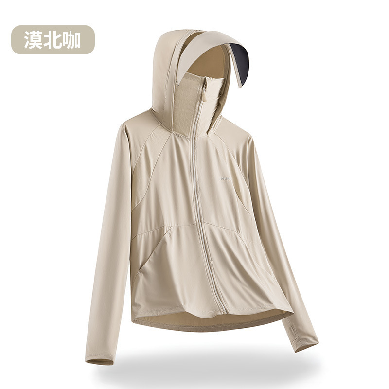日焼け止め服UPF50紫外線防止皮膚服黒ゴムつばの涼感通気性の薄いコート夏の日焼け止め服の女性|undefined