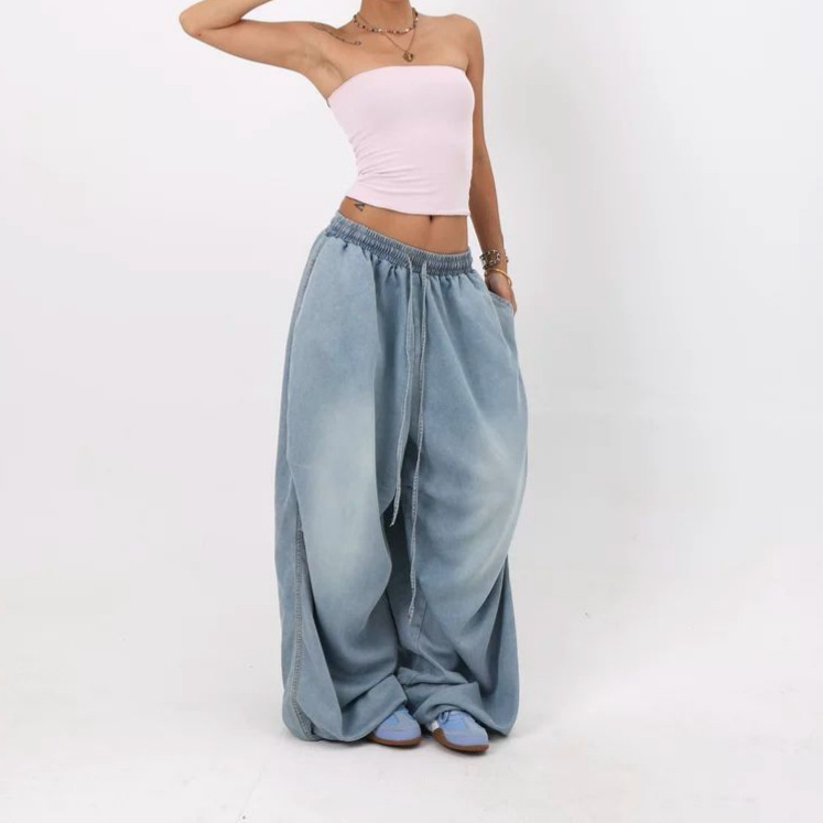 Cross-Border European And Versatile Jeans For Women 2025 American Retro High Street Wide-Leg Loose Long Pants Trendy Ins_ecoleips.com
