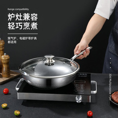 316不鏽鋼蜂窩炒鍋禮品電磁爐燃氣灶通用家用炒菜鍋平底不粘鍋