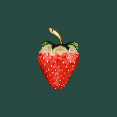 Anti-running Corsage, Yaxa sancaqları - glazed-large-strawberry-brooch-half-red
