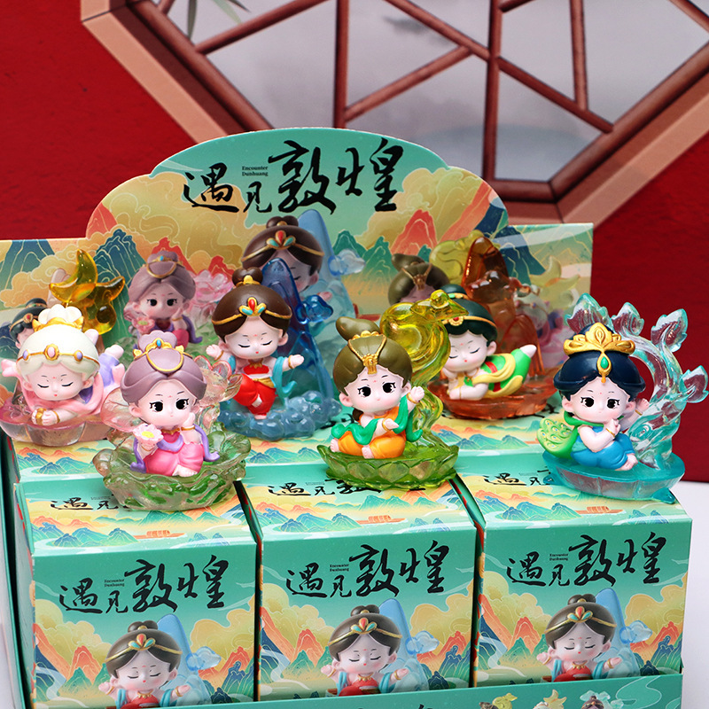 Cartoon National Tide Meets Dunhuang Blind Box Creative Desktop Decorative Ornaments Birthday Gift for Friends New Year Gift Wholesale