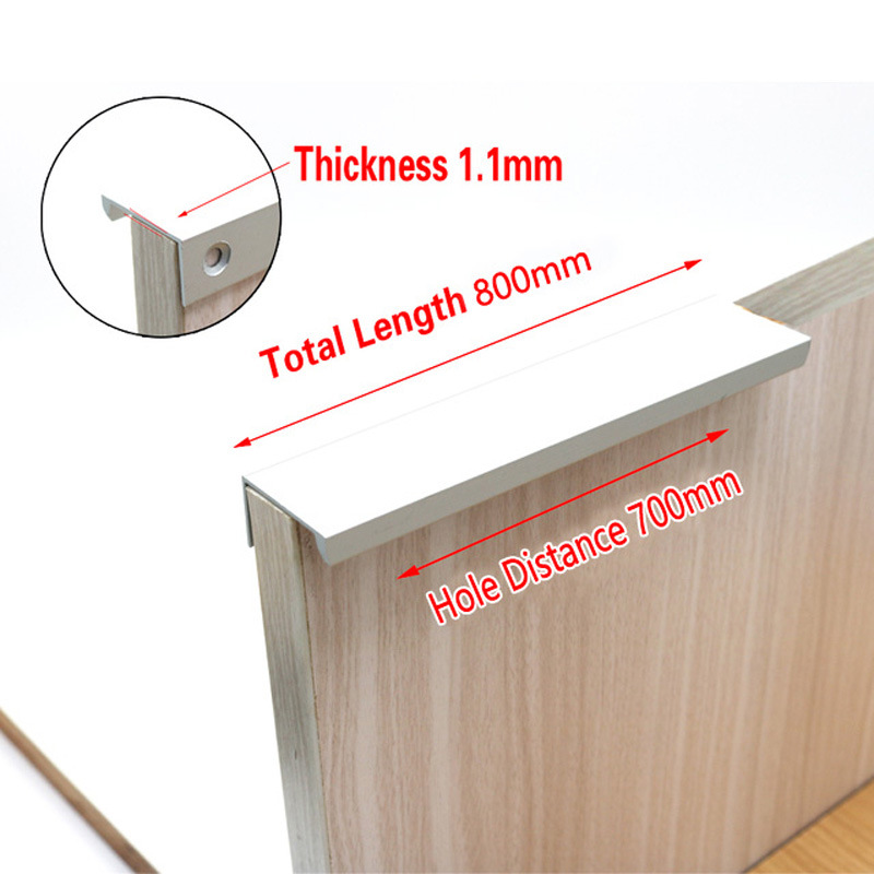 Puerta de armario invisible sin perforaciones mango oculto cajón minimalista moderno mango alargado negro oro plata