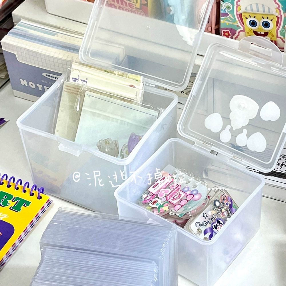 Transparent matte lidded storage box, universal card and accessory organizer, three sizes (S/M/L)