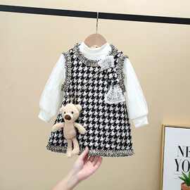 黁白女童连衣裙春秋冬装新款儿童长袖公主裙子小女孩小香风洋气两