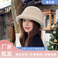 ぬいぐるみ漁師帽女子秋冬保温ファッションぬいぐるみ漁師帽が厚くなって顔が小さくなった