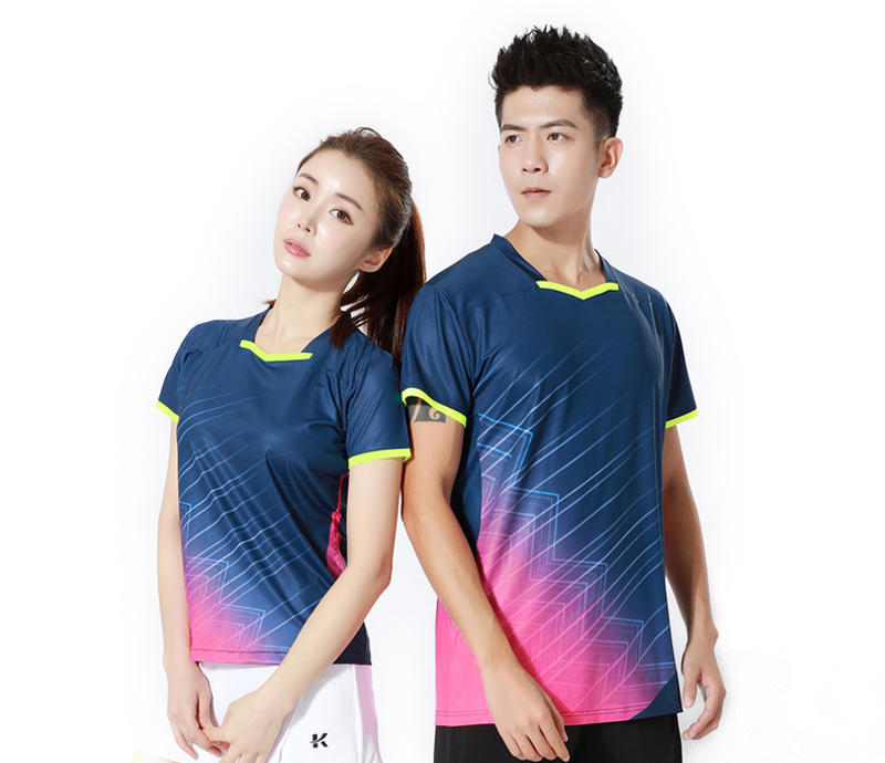Nuevo traje de bádminton fresco de manga corta succión de sudor rápido secado hombre y mujer de cuello redondo de verano traje de bádminton deportivo