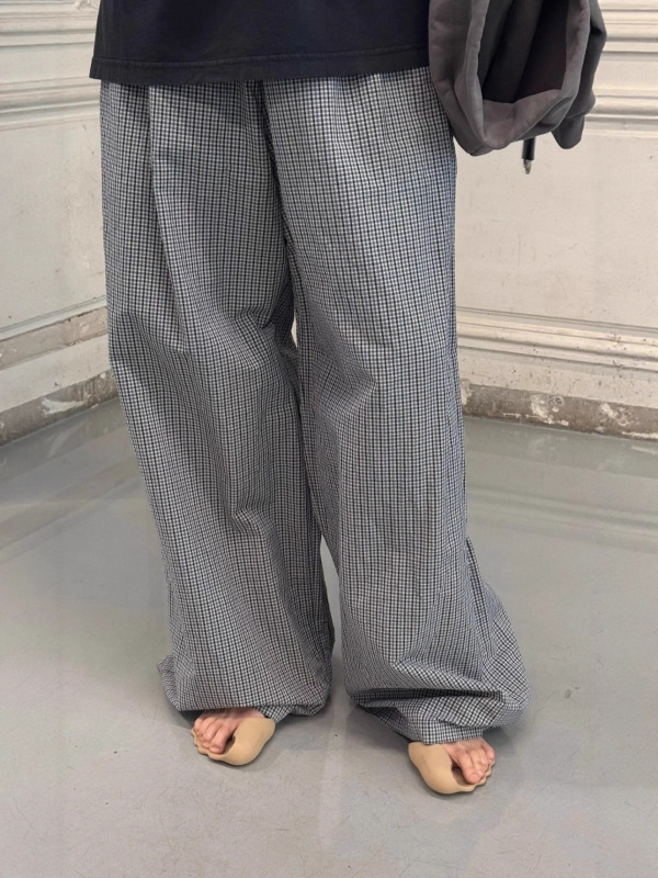 毒家现货正确版本BL家2025新款棉麻格纹休闲长裤宽松版型男女同款|undefined