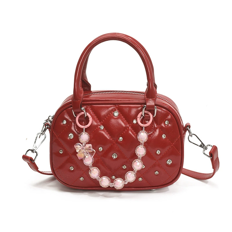 Small design handheld pillow, shoulder bag with diamond pattern, Korean style, city style