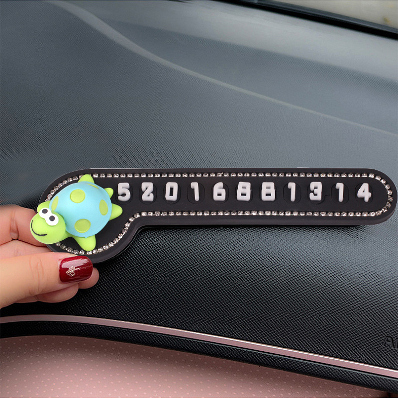 Tarjeta de estacionamiento temporal para automóvil, pequeña tortuga creativa, teléfono móvil, número de teléfono, teléfono móvil, decoración del dispositivo de retención de números