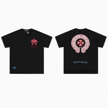 2025夏季 新款跨境克罗伈十字架男女宽松休闲时尚圆领上衣T恤短袖