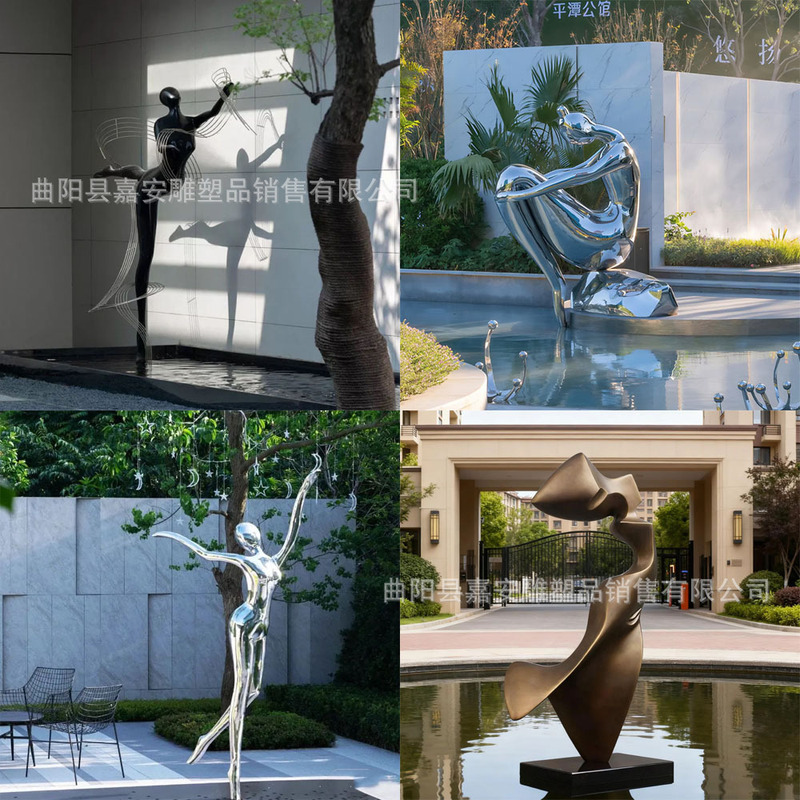 Stainless Steel Ballet Dancing Girl Sculpture Hotel Sales Department Waterscape Real Estate Abstract Cut Out Character Art Ornaments