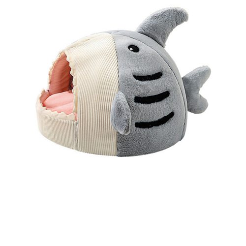 Factory Direct Supply Cat House Winter Warmth Closed Type Internet Famous Shark House for Cats and Dogs Security All Seasons Universal