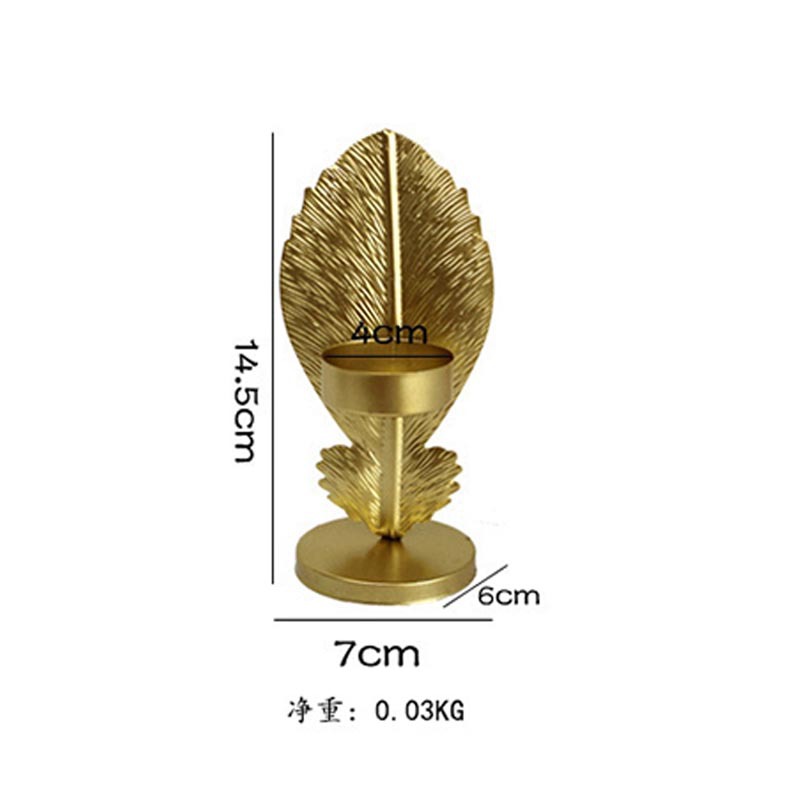 Factory Nordic Wrought Iron Candlestick Golden Base Living Room Table Decoration Minimalist Creative Golden Leaf Crafts