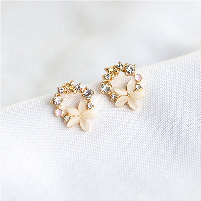 1 Pair Fashion Flower Inlay Alloy Rhinestones Ear Studs display picture 6