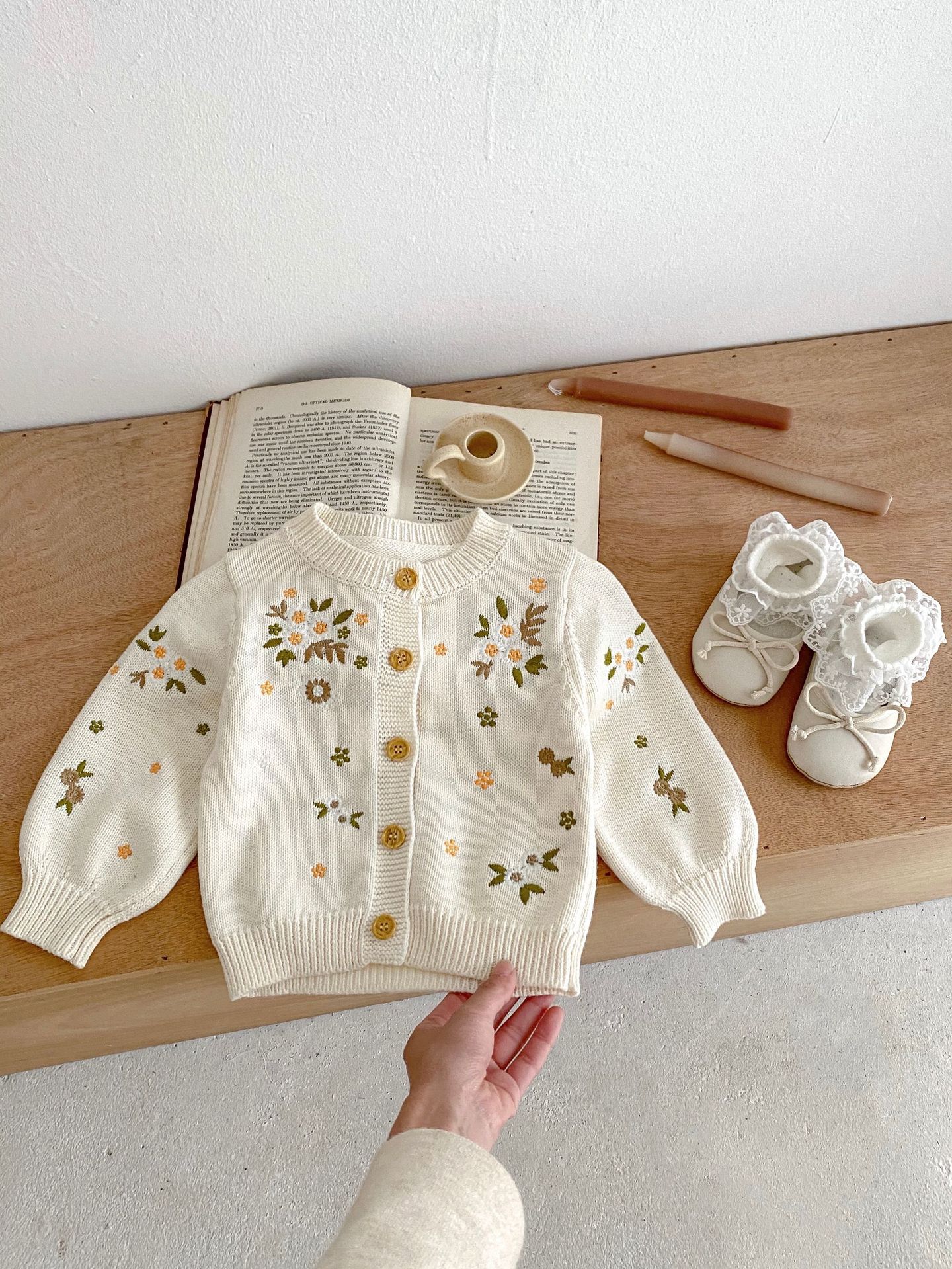 Autumn children's overall, cute sweater, long-sleeve, knitted cardigan, jacket, DIY, with embroidery 3