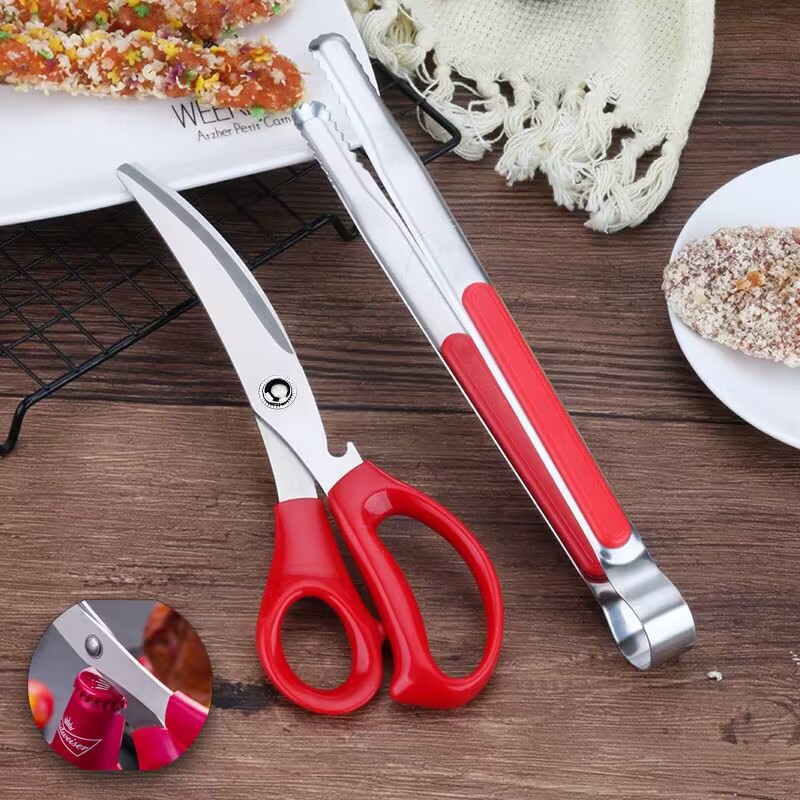 Pinzas de barbacoa coreanas de acero inoxidable engrosado, pinzas para pan y alimentos, pinzas de cocina coreanas extendidas para carne a la parrilla y buffet.