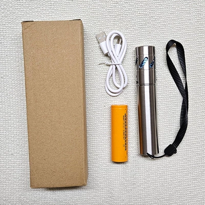 Stainless Steel Flashlight Outdoor Rechargeable UV fənərlər - set-flashlight-3000-mah-battery-charging-cable-box