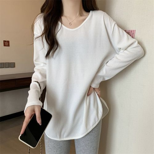 Women's Long-Sleeve T-Shirt Top for Spring and Autumn/Winter 2025, Loose and Slimming, Plus Size, Layering Shirt