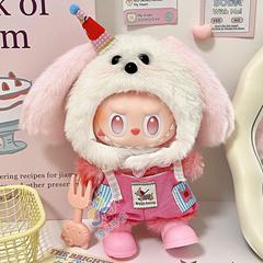 labubu3.0娃衣拉布布一代二代坐坐派对搪胶挂件可爱动物衣服17cm