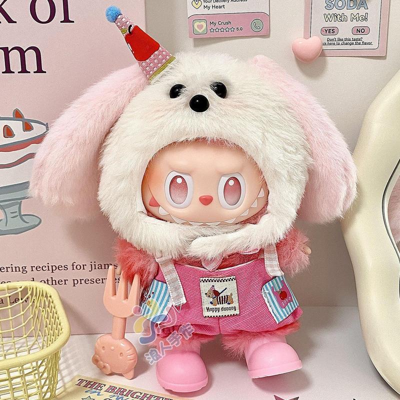 labubu3.0娃衣拉布布一代二代坐坐派对搪胶挂件可爱动物衣服17cm|undefined