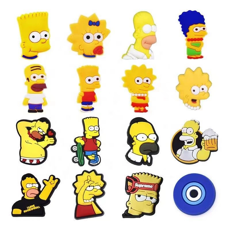 Симпсон дырки обувь обувь цветы DIY аксессуары детали из ПВХ мягкая резиновая пряжка для обуви на верхней части съемная декоративная пряжка Amazon