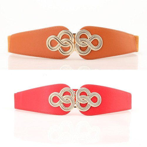 New ladies elastic belt retro twist buckle palace wide girdle with skirt coat decorative belt manufacturer