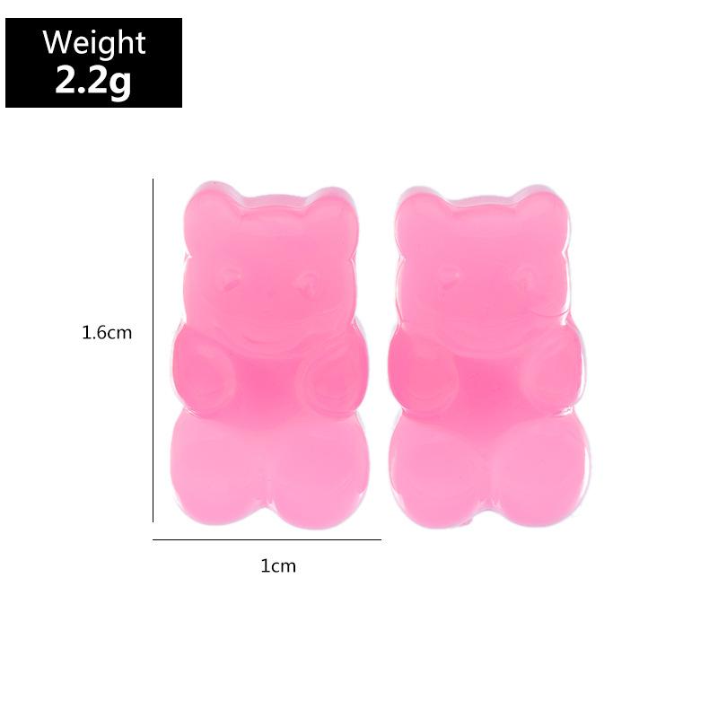 Fashion Korean New Candy Color Resin Cute Bear Earrings display picture 1