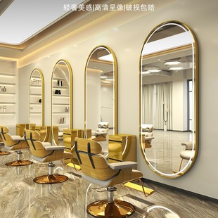 Hair salon dedicated Internet-famous hairdressing mirror barber shop floor mirror table with light LED single-sided luminous wall-mounted intelligent mirror