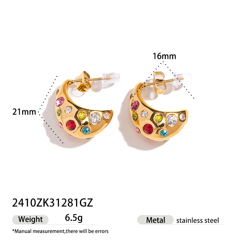 Tina transfronteriza diamantes gota de agua no se desvanecen pendientes de oro 18 quilates de diseño ligero de lujo pendientes de acero de titanio para mujeres exquisitas