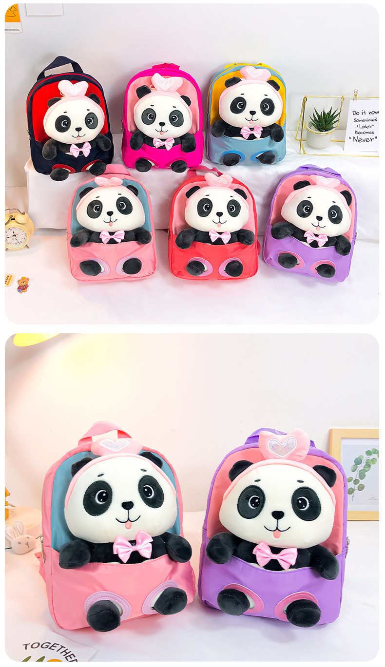 New cartoon panda plush backpack for kindergartens, large-capacity, lightweight and cute backpack for primary school students undefined