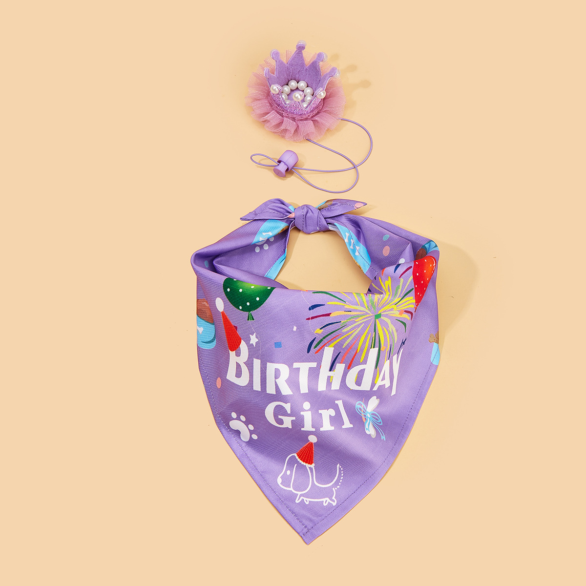 Conjunto de Gorro y Pañuelo de Cumpleaños para Mascotas de Poliéster