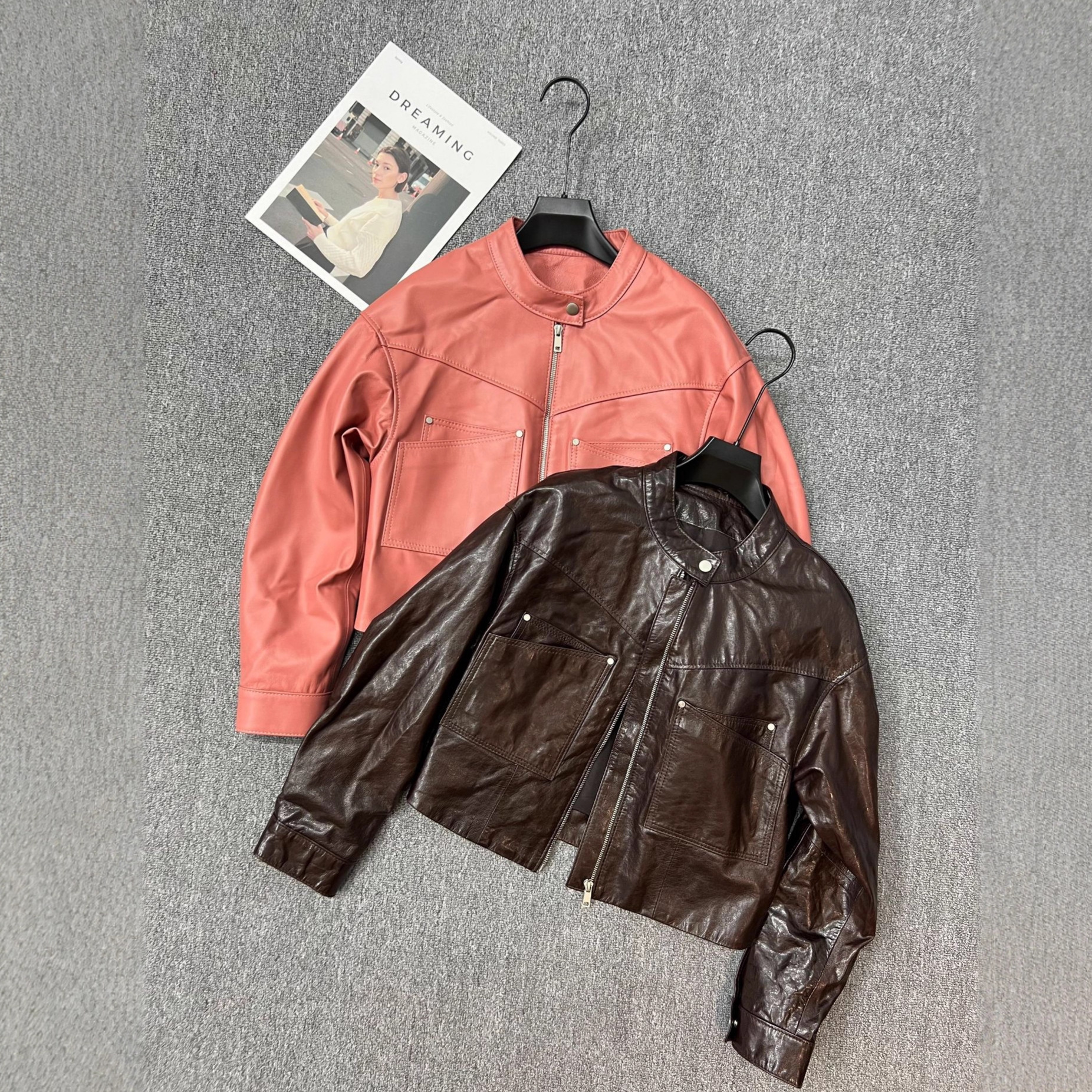 2025 Autumn New Sheepskin Genuine Leather Women's Retro Jacket Small Short Stand Collar Fashion Jacket Leather Jacket