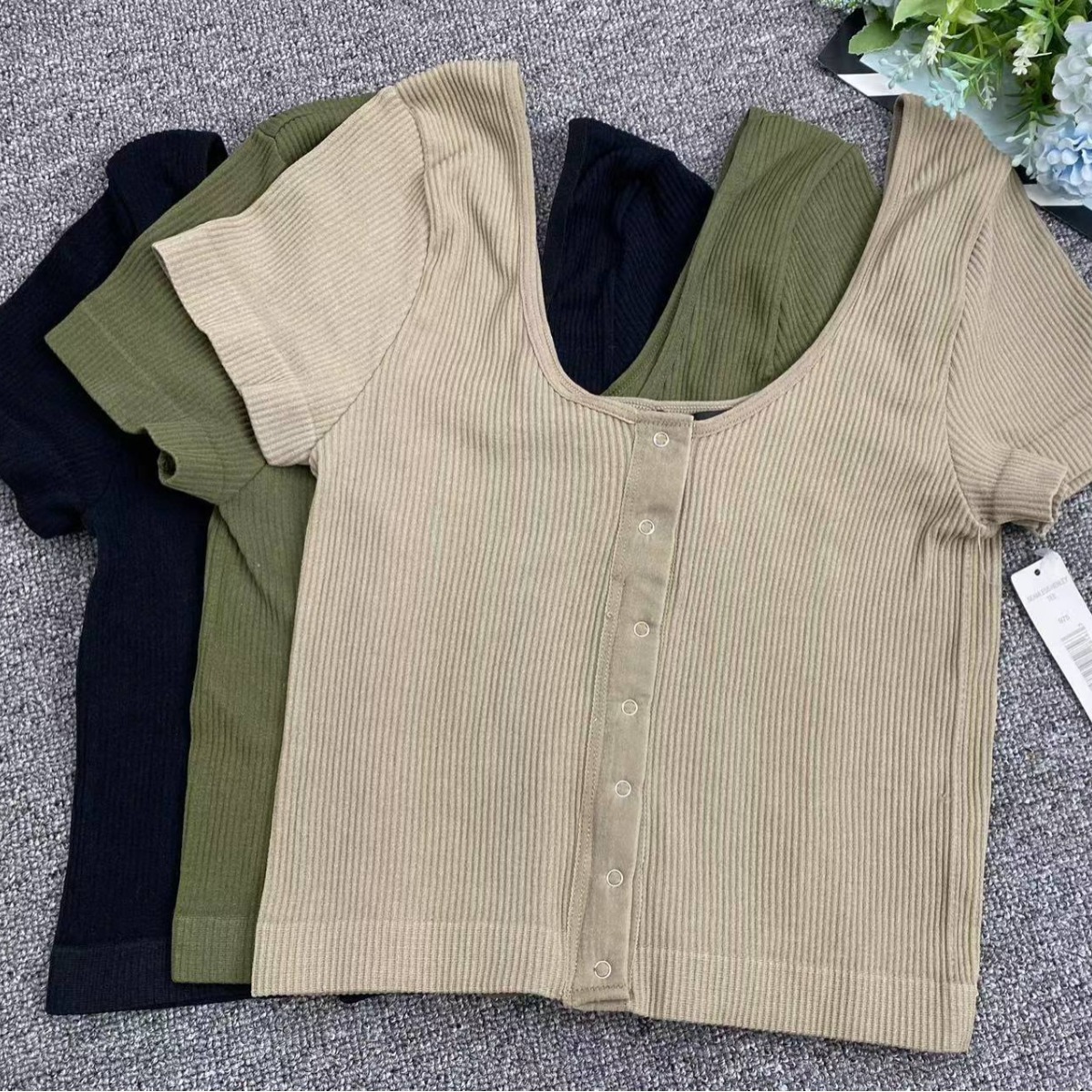 Exportación nueva manga corta sin costuras de gran tamaño elástico cómodo prendas de vestir exteriores superior al por mayor