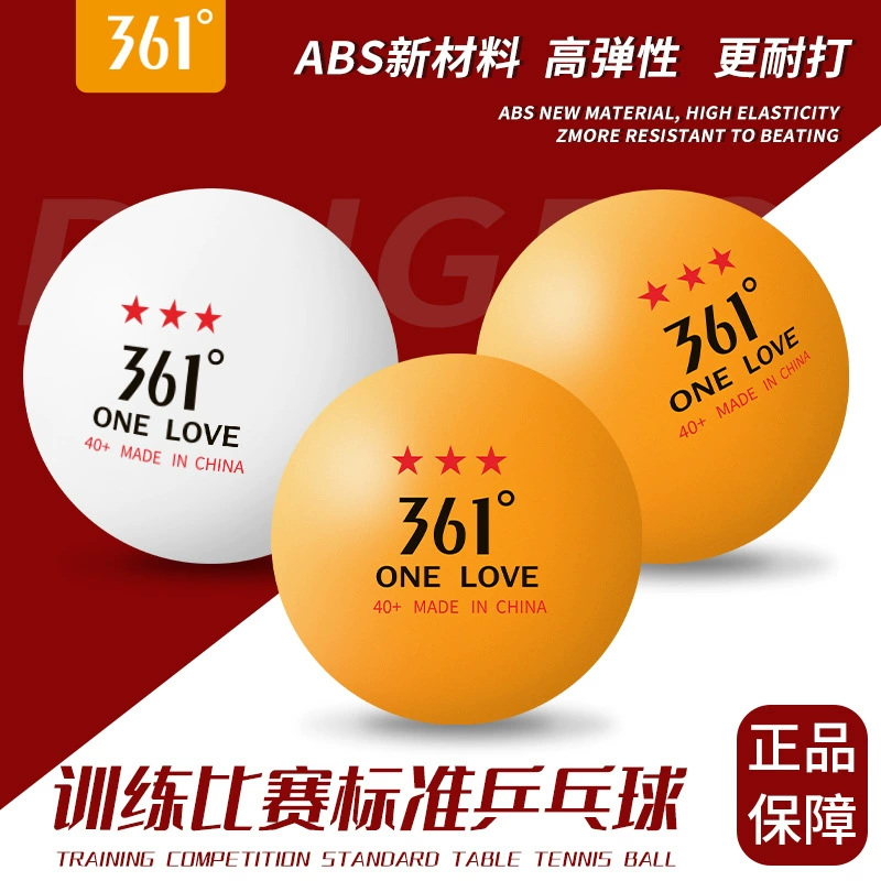 Table tennis ball (361°) 3‑star competition, 40+ mm, pack 30/50/60, white or yellow
