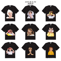 [韓国版] 2025 新韓国 ADLV 半袖ドーナツボーイ Tシャツ純綿ルーズカップルトップ女性用
